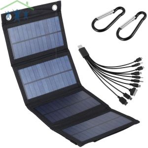 【0 Electricity Bill】Foldable Solar Panel 100W Charger Portable Solar Power Charger with IP65 Waterproof USB Portable High Output Solar Charger Outdoor Power