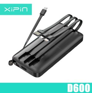 D600 22.5W+PD20W 4 Built-In Cable Power Bank with Digital Power Indicator Display Fast Charge 10000mAh Capacity
