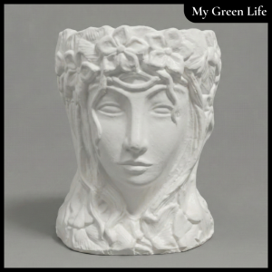 The Ophelia | Matte White Ceramic Head Planter Bust (24cm x 19cm) | Nordic Minimalist Face Vase Sculpture Pot for Indoor Plants Succulents Aesthetic Room Decor Team Puti Accent