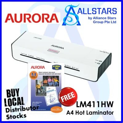 (ALLSTARS PROMO) (FREE 100pieces A4 Pouches) Aurora LM411HW A4 Hot Laminator / LM411 (Warranty 1year directly with Aurora SG)