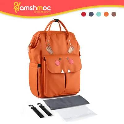 HamshMoc Tã Trẻ Em Ba Lô Dung Tích Lớn Sành Điệu Với Tấm Lót Chống Nước Túi Mommy Bag Xe Đẩy Đa Năng Túi Treo Với Ngăn Đựng Bình Cách Nhiệt