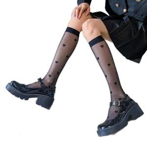 Womens Heart Knee Highs Socks Socks Summer Thin Sheer Silk Stockings Tube Socks Heart Calf Socks Cosplay Costumes Gifts