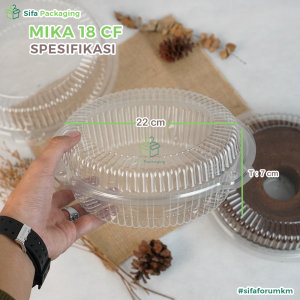 Mika Bulat Plastik 18CF 22CF Mika Kemasan Kue Sifon Kue Bolu Besar Pisang Bolu Ketan Puding Hitam Sekali Pakai isi 50 pcs