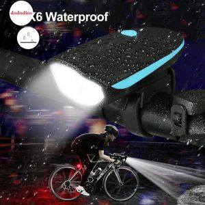 Đèn trước cho xe đạp dododios với còi xe đạp USB có thể sạc lại cho xe đạp Đèn trước cho xe đạp Đèn pin Đèn pin Chuông điện tử Phụ kiện MTTB