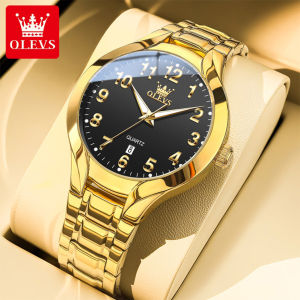 OLEVS watch for men original waterproof fashioni round dial luminous calendar gold watch relo for men