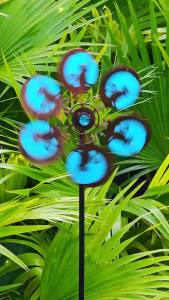 Wind Spinners Outdoor for Yard & Garden – 10x54 Metal Wind Spinner with Reflective Acrylic Gem Whimsical Cat Yard Spinner Outdoor Decorations with Soft Nighttime Light for Lawn & Patio