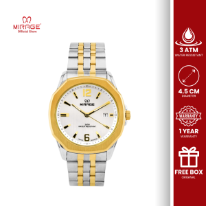Mirage Watch Jam Tangan Analog Original Sporty Mewah 8825 M Pria Silver Gold Water Resistant 3 ATM