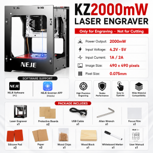 UNICORN KZ 2000mW Laser Engraver Compact Desktop Engraving Machine Powerful 2000mW Dot Pitch 0.075mm NEJE App Support For Engraving Only Wood Leather Plastic Engraving