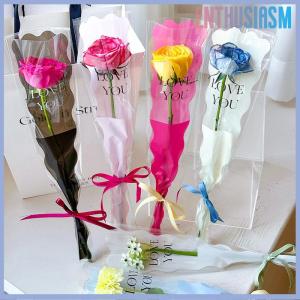 【Enthusiasm】🌟🌟【Hot Sale】🎈 10pcs Single Rose Sleeves Flower Wrapping Bag Bouquet Packaging Bags Clear Cellophane Floral Wrappers For Valentines Day
