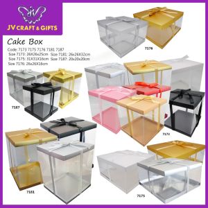 Cake Box with Ribbon/Kotak Kek dengan Riben/Kotak Hantaran/Transparent Cake Box/7173 7175 7176 7181