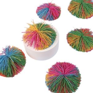 Colorful Rubber Silk Ball Rainbow Sandbag Ball Rubber Band Hairy Ball Shuttlecock Ball Rubber Shuttlecock Sports Equipment