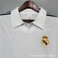 0102 Jersi Rumah Real Madrid, Jersi Kolar Menegak R, Seragam Bola Sepak Klasik Seluar Pendek Lengan Panjang Putih *. 