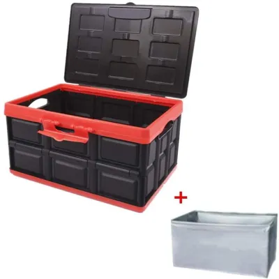 Hộp để đồ đa năng gấp gọn cốp sau ô tô xe hơi dung tích 30 lít kèm túi lót chống thấm tiện dụng KM309-30 (Kích thước mở rộng: 42cm x 29cm x 24cm)