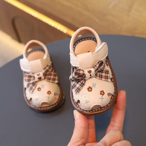 Sandal Flat Korea Anak Cewe Motif Bunga Bordir Pita KODE D3