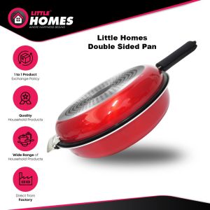 Little Homes Multi Function Double Sided Frying Grill Wok Pan c/w Glass Lid 28cm Periuk Goreng Ajaib