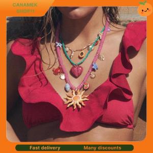 ❣️❣️❣️ 3Pcs set New Colorful Resin Beaded Charms Necklaces For Women Summer Ocean Vacation Style Party Jewelry Neck Accessories