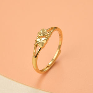 Original 18K Saudi Gold Pawnable Two Love Hollow Openings Adjustable Women's Rings Accessories Jewelry Gifts Hypoallergenic