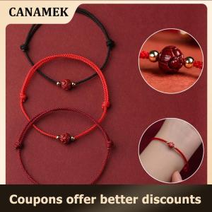 【 CANAMEK 】 Tibetan Lotus Beaded Bracelet Handmade Braided Adjustable Lucky Red Thread Charm Bracelets For Women Men Couple Jewelry