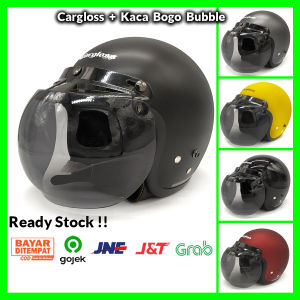 Helm Cargloss Retro + Kaca Bogo Bubble Smoke (Vespa/Classic/Klasik/Bogo)