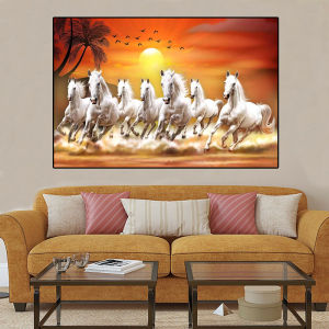 New Round Drill 5D DIY Diamond Painting “ galloping steed Seven horses” 3DEmbroidery Cross Stitch 5D Home Decor