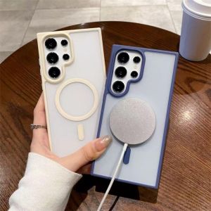 เคสผิวด้าน ชาร์จได้ สำหรับ Samsung S23 S24Ultra S23FE S22Ultra S23Ultra S24 S25Ultra เคสแม่เหล็ก กันกระแทก