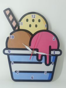 Jam dinding tempel tembok murah motif ice cream unik