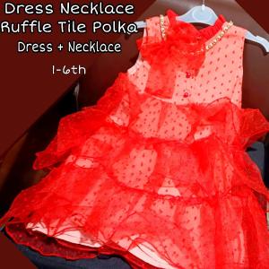 DRESS ANAK NATAL IMPORT MURAH RUFFLE TILLE 2in1 FREE KALUNG