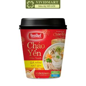 [LY LẺ] - YENVIET - Cháo yến đậu xanh ly YenViet 2 vị: Thịt bằm rau củ Gà hầm hạt sen Cháo ly Yến Việt ăn liền (50g/ly)
