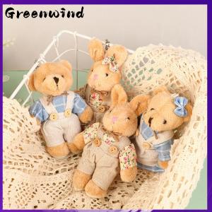 【Greenwind】 Cute Wear Clothes Bear Plush Toy Cartoon Rabbit Pendant Soft Stuffed Doll Keychain Backpack Car Bag Key Ring Decor Kid Gift