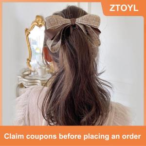 【ZTOYL】 2022 New Ribbon Bow Banana Clip Cute Pearl Hair Pins Barrette Women Hair Accessories Fashion Solid Color Elegant Hair Claw