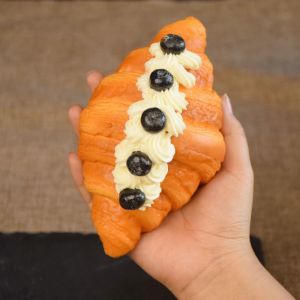 OKDEALS01 Exquisite Simulation Croissant Bread PU Durable Fake Soda Bread Food Model Convenient Artificial Bread Window Display Decor