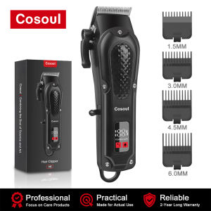 Cosoul Hair Clipper Cordless Compact Size Hair Trimmer Electric Beard Trimmer Hair Cutting Machine Hair Length Adjustable LED Display USB C Charging