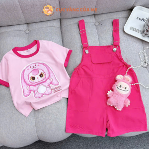 Set Yếm KaKi Bé Gái Set Yếm KaKi Cho Bé Gái Có Kèm Gấu Bông Đi Học Đi Chơi Từ 10kg Đến 30kg SBG003