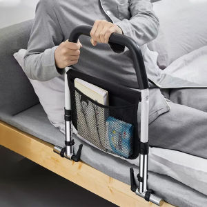 Stainless Steel Bedside Handrail Adjustable Bed Assist Rail Handle and Hand Guard Grab Bar Max Load Bearing 200kg Stable Support Durable Bedside Safety and Stability - CE/FDA/FSC Approved (Tool-Free Assembly) Foldable Easy To Store