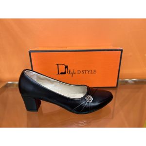 DS STYLE 6681 LEATHER BLACK SCHOOL SHOES 2INCHES HEELS add one size if wide feet