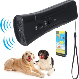 Dog Repeller Ultrasonic Bark Stopper Handheld Anti Barking Dog Trainer Device Dual-Head Dog Chaser