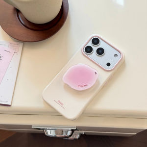 Korean Candy Colors With Cartoon Fruit Bracket Phone Case For IPhone 17 16 15 14 13 12 Pro Max Shockproof Soft Cover