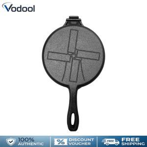 Iron Waffle Maker Pan Non-Stick Waffle Round Waffle Cake Maker for Stovetop Or Grill
