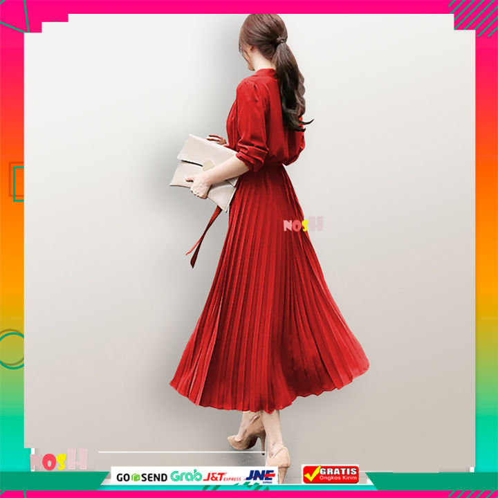 Long%20Dress%20Korea%20Ploi%20plisket%20lengan%20panjang%20wanita%20/%20Terusan%20Dres%20Kekinian%20Peacce%20-%20NOSH%20-%20Image%2010