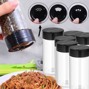 JIYAN2866 Adjustable Hole Size Plastic Spice Jar Clear Rotateable Lid Seasoning Box Kitchen Storing Spice Powders Salt Pepper Seasoning Bottle