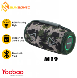 Yoobao M19 Portable Wireless Bluetooth V5.3 Powerful Sound Bass with USB /TF Card /FM Radio /AUX Function RGB Speaker