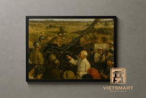Tranh Nghệ thuật "Chủ Tịch Hồ Chí Minh Thăm Bộ Đội Pháo Binh" VIETSMART ART - Acrylic 45 x 60cm