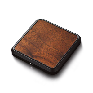 Modern 10W Fast-Charging Wireless Charger - Black/Walnut Finish