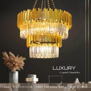 Lampu Gantung kristal LUXURY 2 LAYER GOLD CRYSTAL chandelier