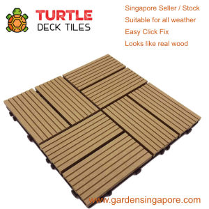 Singapore stock. SALE!! WPC tile Composite DIY Interlock Decking Floor Tiles Slabs - 30 x 30 x 2.2cm - Coffee colour (Pack of 6 tiles / 6 square ft)
