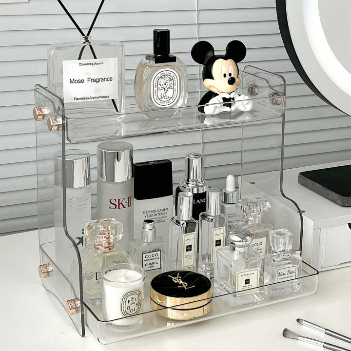 Doubler Layer Minimalist Acrylic Desktop Organizer Rack Cosmetic ...