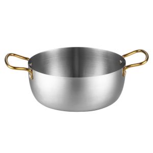 JustLiving Korean Seafood Soup Ramen Pot Hammered Thickened 304 Stainless Steel Soup Pot Milk Soup Cooking Pot Kitchen Double-ear golden Ramen Pot Household instant noodle pot cooking pot（16/18/20/22 cm ）