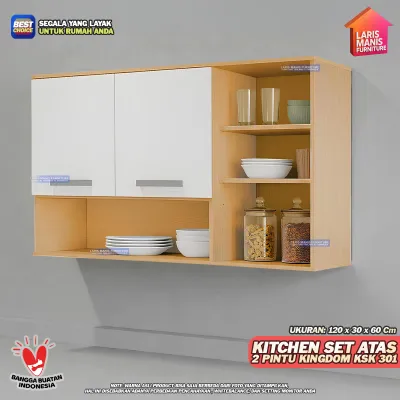 Kitchen Set Atas 2 Pintu dengan Rak Kitchen Set Minimalis Lemari Gantung Rak Dapur Kingdom KSK 201
