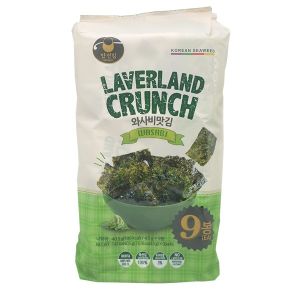 Camilan / Makanan Ringan / Snack Import Korea Laverland Crunch Seaweed / Rumput Laut 40.5 Gr Rasa Wasabi Hot & Spicy Cheese Sea Salt Choripdong Roasted Seaweed Isi 5 Grape Seed Oil OFood 6+3 Olive Oil