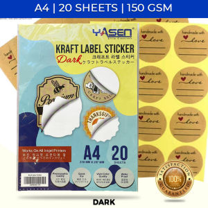 Yasen Kraft Label Sticker Paper 20 Sheets A4 Size 150GSM Photo Stickers Waterproof for Printing Customize Label / Decals